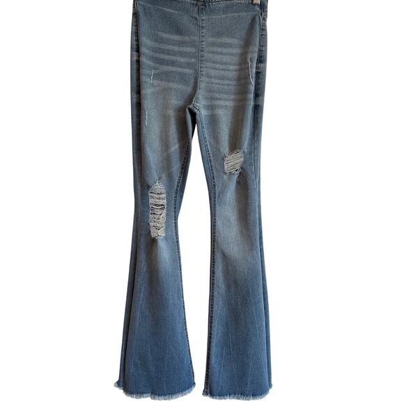 Tinseltown Denim - Women's Pull-On Flare Jeggings Size 1 High Waisted Raw Hem